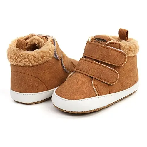 Unisex Baby Boys Girls High-Top Ankle Sneakers Soft Rubber Sole Infant Crib Shoes Toddler First Walkers - 4