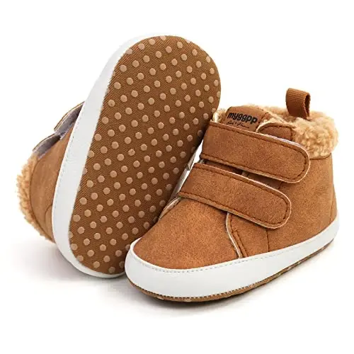 Unisex Baby Boys Girls High-Top Ankle Sneakers Soft Rubber Sole Infant Crib Shoes Toddler First Walkers 