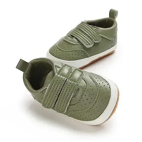 Unisex Baby Boys Girls High-Top Ankle Sneakers Soft Rubber Sole Infant Crib Shoes Toddler First Walkers - 4