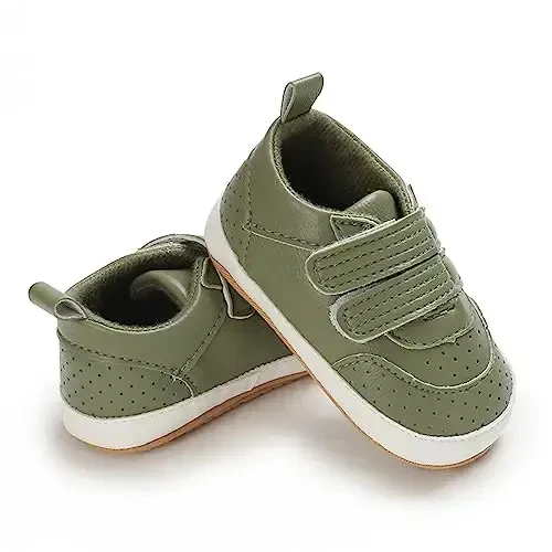 Unisex Baby Boys Girls High-Top Ankle Sneakers Soft Rubber Sole Infant Crib Shoes Toddler First Walkers - 6