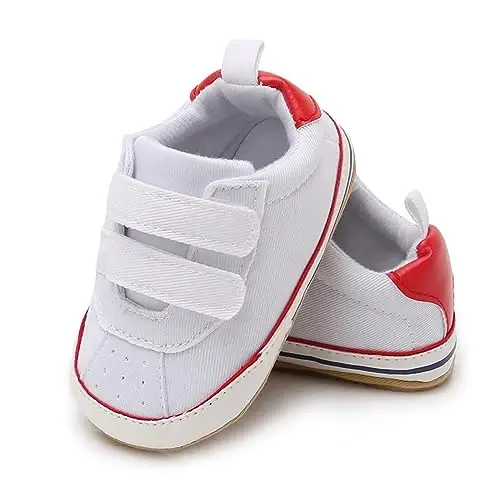 Unisex Baby Boys Girls High-Top Ankle Sneakers Soft Rubber Sole Infant Crib Shoes Toddler First Walkers - 7