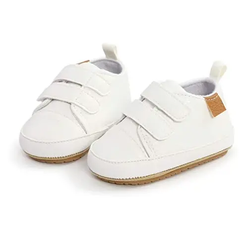 Unisex Baby Boys Girls High-Top Ankle Sneakers Soft Rubber Sole Infant Crib Shoes Toddler First Walkers - 6