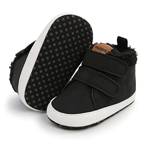 Unisex Baby Boys Girls High-Top Ankle Sneakers Soft Rubber Sole Infant Crib Shoes Toddler First Walkers - 1