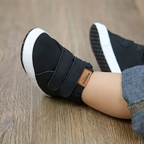 Unisex Baby Boys Girls High-Top Ankle Sneakers Soft Rubber Sole Infant Crib Shoes Toddler First Walkers - 3