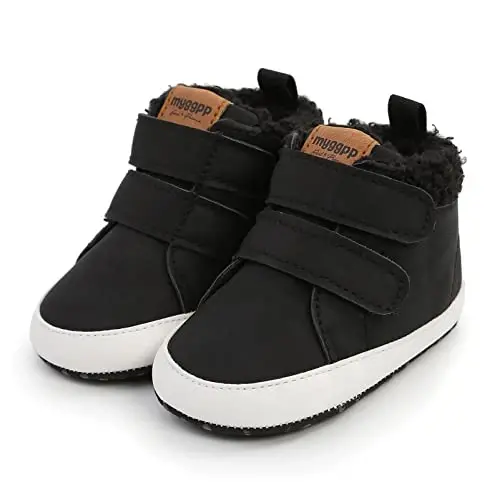 Unisex Baby Boys Girls High-Top Ankle Sneakers Soft Rubber Sole Infant Crib Shoes Toddler First Walkers - 4