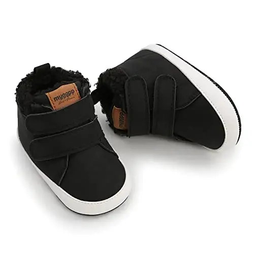 Unisex Baby Boys Girls High-Top Ankle Sneakers Soft Rubber Sole Infant Crib Shoes Toddler First Walkers - 6