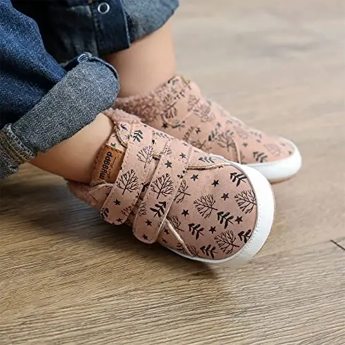 Unisex Baby Boys Girls High-Top Ankle Sneakers Soft Rubber Sole Infant Crib Shoes Toddler First Walkers - 3