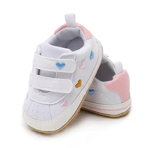 Unisex Baby Boys Girls High-Top Ankle Sneakers Soft Rubber Sole Infant Crib Shoes Toddler First Walkers - 6