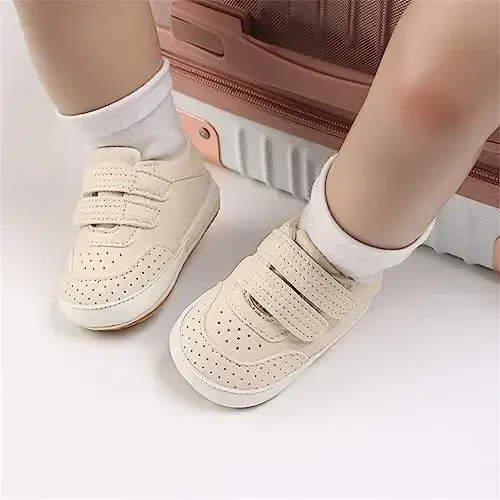 Unisex Baby Boys Girls High-Top Ankle Sneakers Soft Rubber Sole Infant Crib Shoes Toddler First Walkers - 3