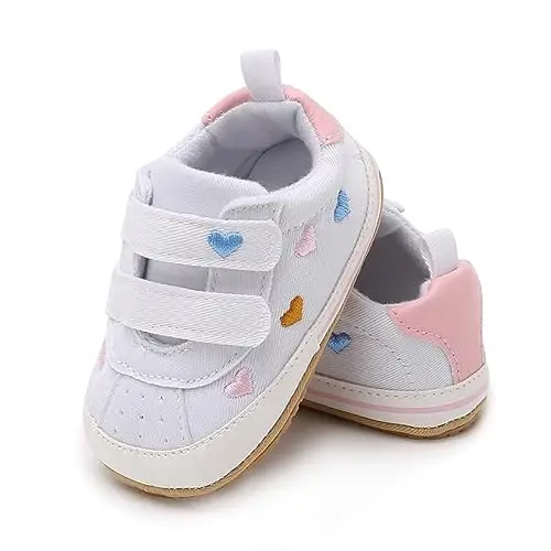 Unisex Baby Boys Girls High-Top Ankle Sneakers Soft Rubber Sole Infant Crib Shoes Toddler First Walkers - 6
