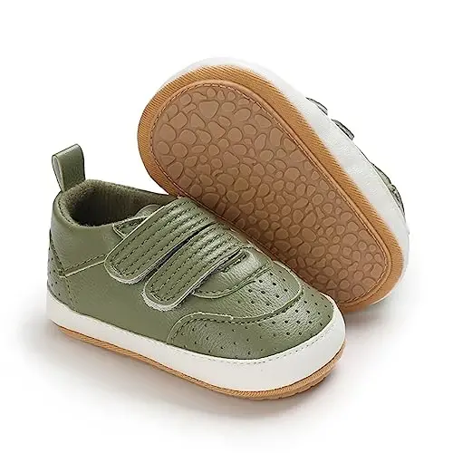 Unisex Baby Boys Girls High-Top Ankle Sneakers Soft Rubber Sole Infant Crib Shoes Toddler First Walkers - 1