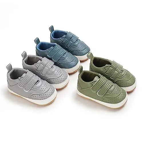Unisex Baby Boys Girls High-Top Ankle Sneakers Soft Rubber Sole Infant Crib Shoes Toddler First Walkers - 3