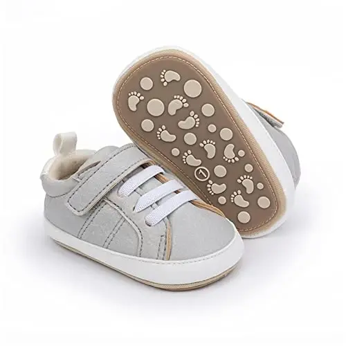 Unisex Baby Boys Girls High-Top Ankle Sneakers Soft Rubber Sole Infant Crib Shoes Toddler First Walkers - 1