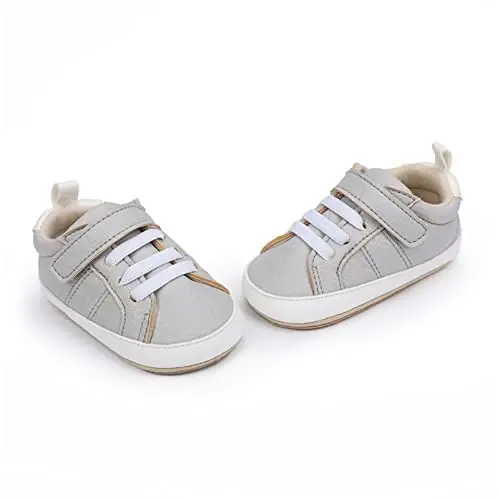 Unisex Baby Boys Girls High-Top Ankle Sneakers Soft Rubber Sole Infant Crib Shoes Toddler First Walkers - 5