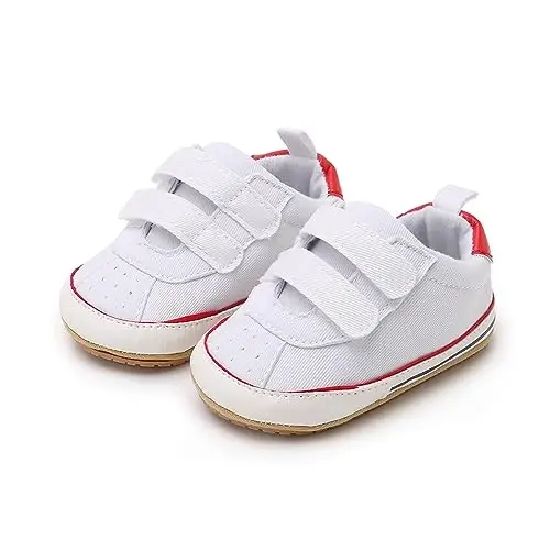 Unisex Baby Boys Girls High-Top Ankle Sneakers Soft Rubber Sole Infant Crib Shoes Toddler First Walkers - 4