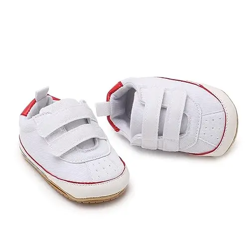 Unisex Baby Boys Girls High-Top Ankle Sneakers Soft Rubber Sole Infant Crib Shoes Toddler First Walkers - 5