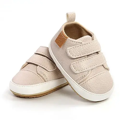 Unisex Baby Boys Girls High-Top Ankle Sneakers Soft Rubber Sole Infant Crib Shoes Toddler First Walkers - 6