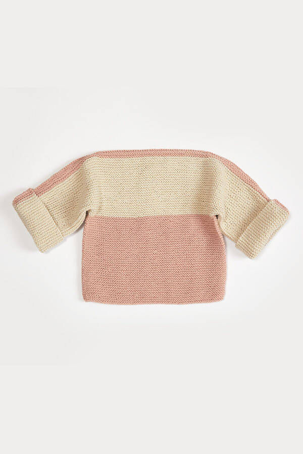 Unisex Bebek Pembe Ekru Kazak - 2