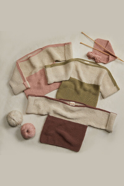 Unisex Bebek Pembe Ekru Kazak - 4