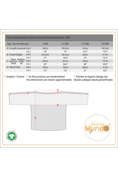 Unisex Bebek Pembe Ekru Kazak - 6