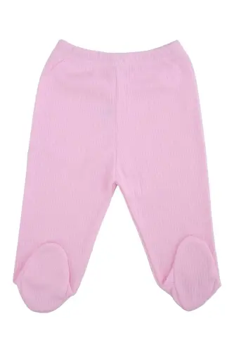 Unisex Bebek Düz Raporlu Ribana Paça Tek Alt Eşofman Altı Penye-PEMBE - 1