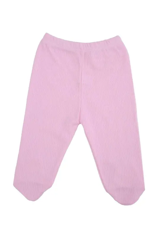 Unisex Bebek Düz Raporlu Ribana Paça Tek Alt Eşofman Altı Penye-PEMBE - 2