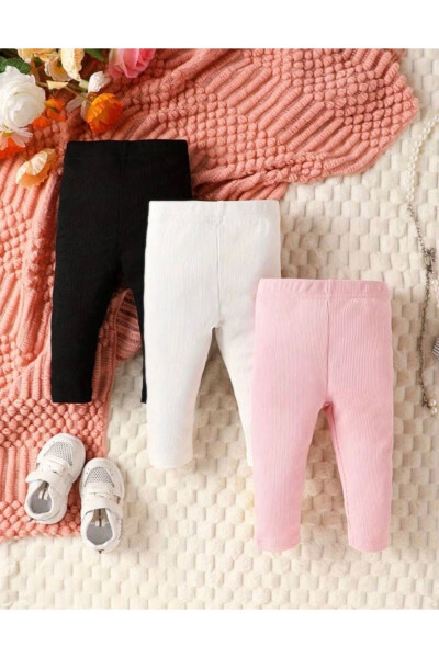 Unisex Bebek Ve Çocuk Kaşkorse Basic Tayt 3 Lü Set-ekrupembesiyah - EYMWES (1)
