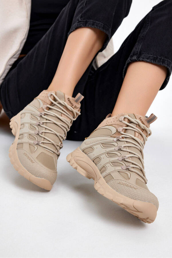 Unisex Beige Comfortable Fit Water-Resistant Lace-Up Unisex Boots - 1