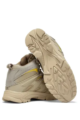 Unisex Bej Sarı Rahat Kalıp Suı İtici Özellikli Bağcıklı Unisex Bot-Bej Sarı - 3