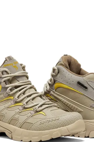 Unisex Bej Sarı Rahat Kalıp Suı İtici Özellikli Bağcıklı Unisex Bot-Bej Sarı - TONNY BLACK (1)