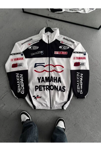 Unisex Beyaz Dijital Baskılı Su Ve Rüzgar Geçirmez Yağmurluk&rüzgarlık-Beyaz - Modazone (1)