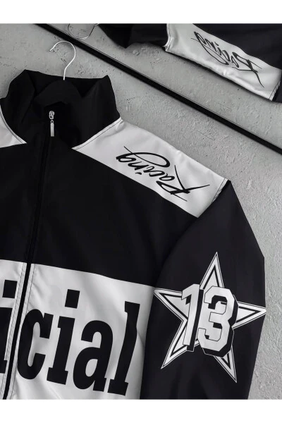 Unisex Beyaz Official Dijital Baskılı Su ve Rüzgar Geçirmez Yağmurluk&Rüzgarlık-Black - Modazone