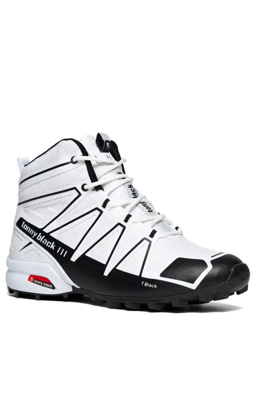 Unisex Beyaz Siyah Rahat Kalıp Trekking Bot-Beyaz Siyah - TONNY BLACK