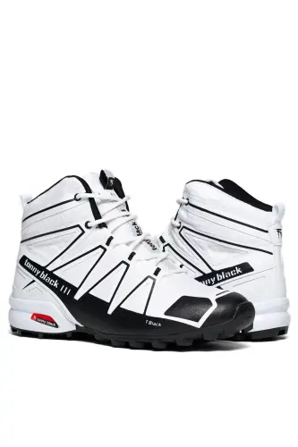 Unisex Beyaz Siyah Rahat Kalıp Trekking Bot - Beyaz Siyah - 3