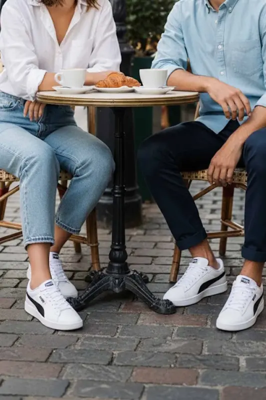 Unisex Beyaz Snekars Ayakkabı - Beyaz/Siyah-B7X - 2