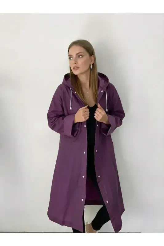 Unisex Binafsha Eva Mato Suv Shamol O'tkazmaydigan Yomg'ir Palto - Binafsha - İMEXTECH