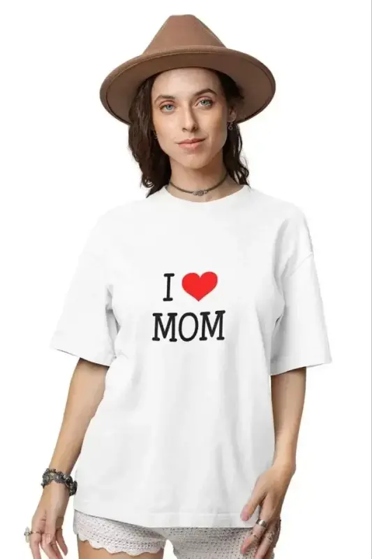 Unisex Bisiklet Yaka Baskılı Oversize T-Shirt - Beyaz - BÜYÜKBEDENIZ