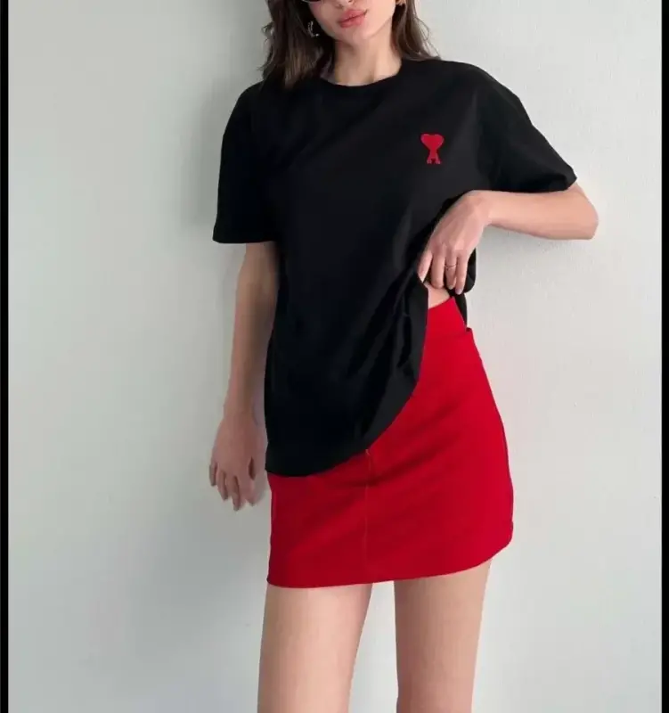 Unisex Bisiklet Yaka Baskılı Oversize T-Shirt - Siyah - 3