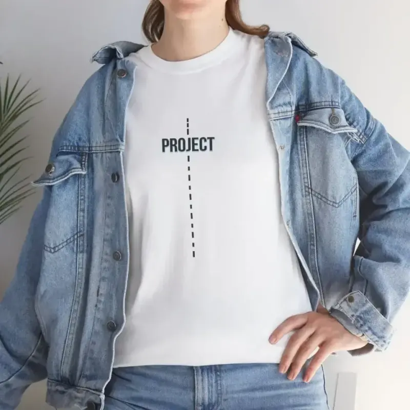 Unisex Bisiklet Yaka Baskılı T-Shirt - Beyaz - BÜYÜKBEDENIZ