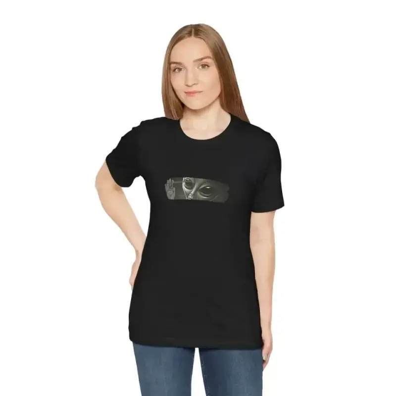 Unisex Bisiklet Yaka Baskılı T-Shirt - Siyah - BÜYÜKBEDENIZ