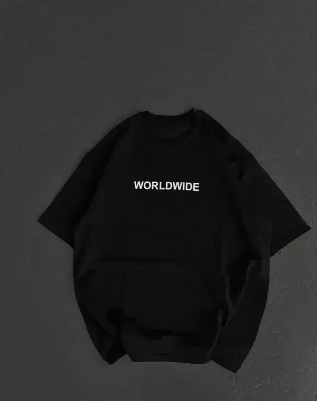 Unisex Bisiklet Yoqali Bosmali Katta O'lchamli Futbolka - Qora - 1