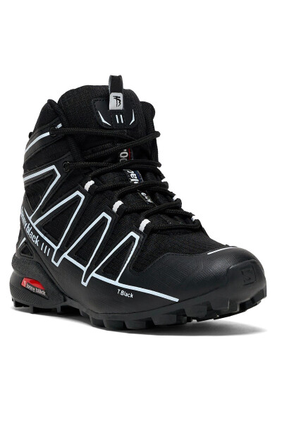 Unisex Black and White Comfortable Fit Trekking Boots - 1