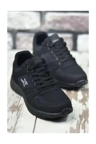 Unisex Black Casual Sneaker - black on black - 3