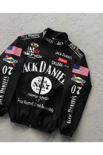 Unisex Black Digital Printed Waterproof & Windproof Raincoat&Windbreaker-Black - 1