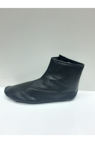 Unisex Black Genuine Leather Clogs - DEMIRTAŞ