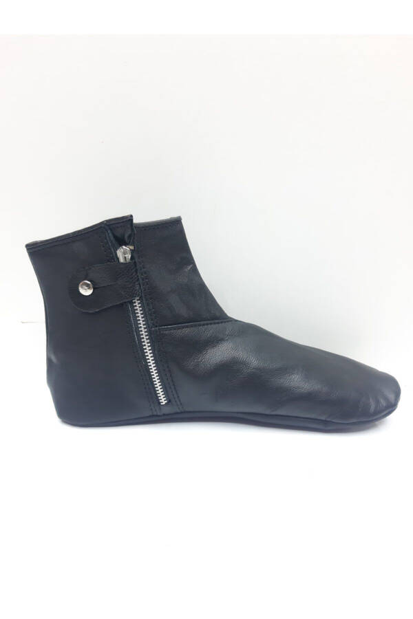 Unisex Black Genuine Leather Clogs - 2