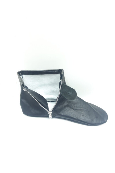 Unisex Black Genuine Leather Clogs - 4
