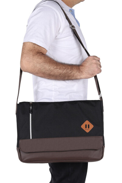 Unisex Black Laptop Compartment Shoulder Bag - 1