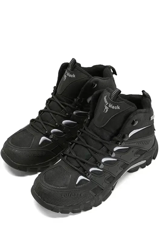 Unisex Black Light Gray Relaxed Fit Water Repellent Lace-up Unisex Boot-Black Light Gray - 2