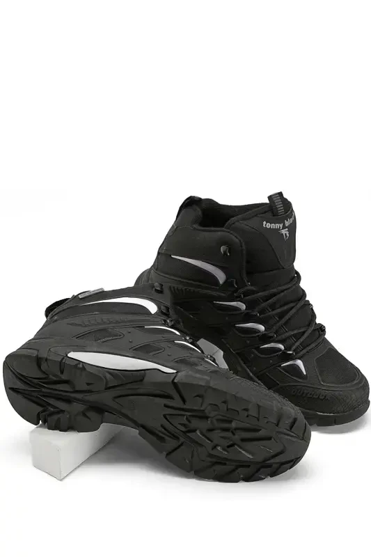 Unisex Black Light Gray Relaxed Fit Water Repellent Lace-up Unisex Boot-Black Light Gray - 3